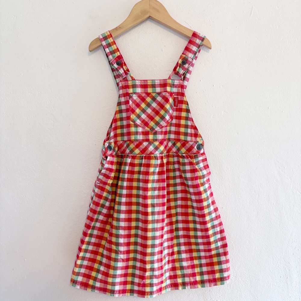 Vintage Esprit Mini Plaid Overall Dress Size Medium